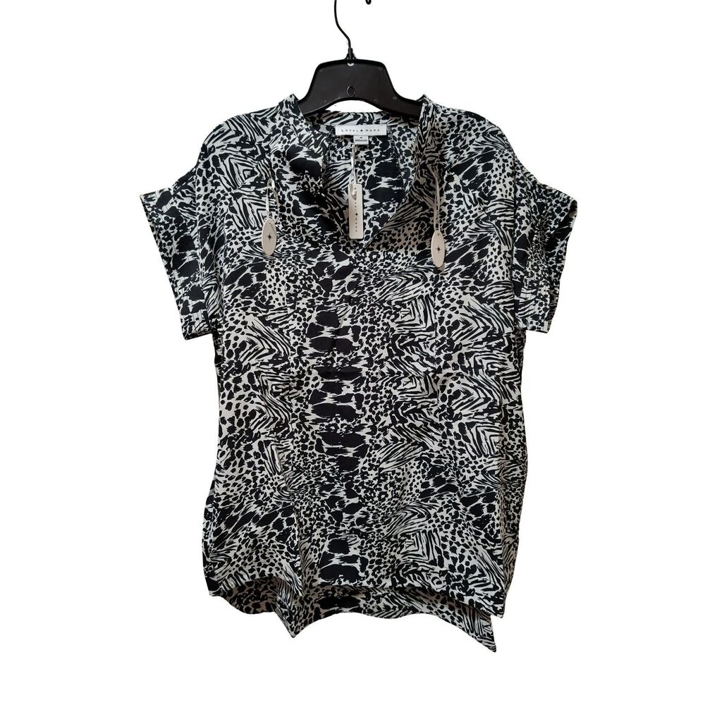 Loyal Hana Carrie Maternity Nursing Top M Zebra Print V Neck Blouse NWT